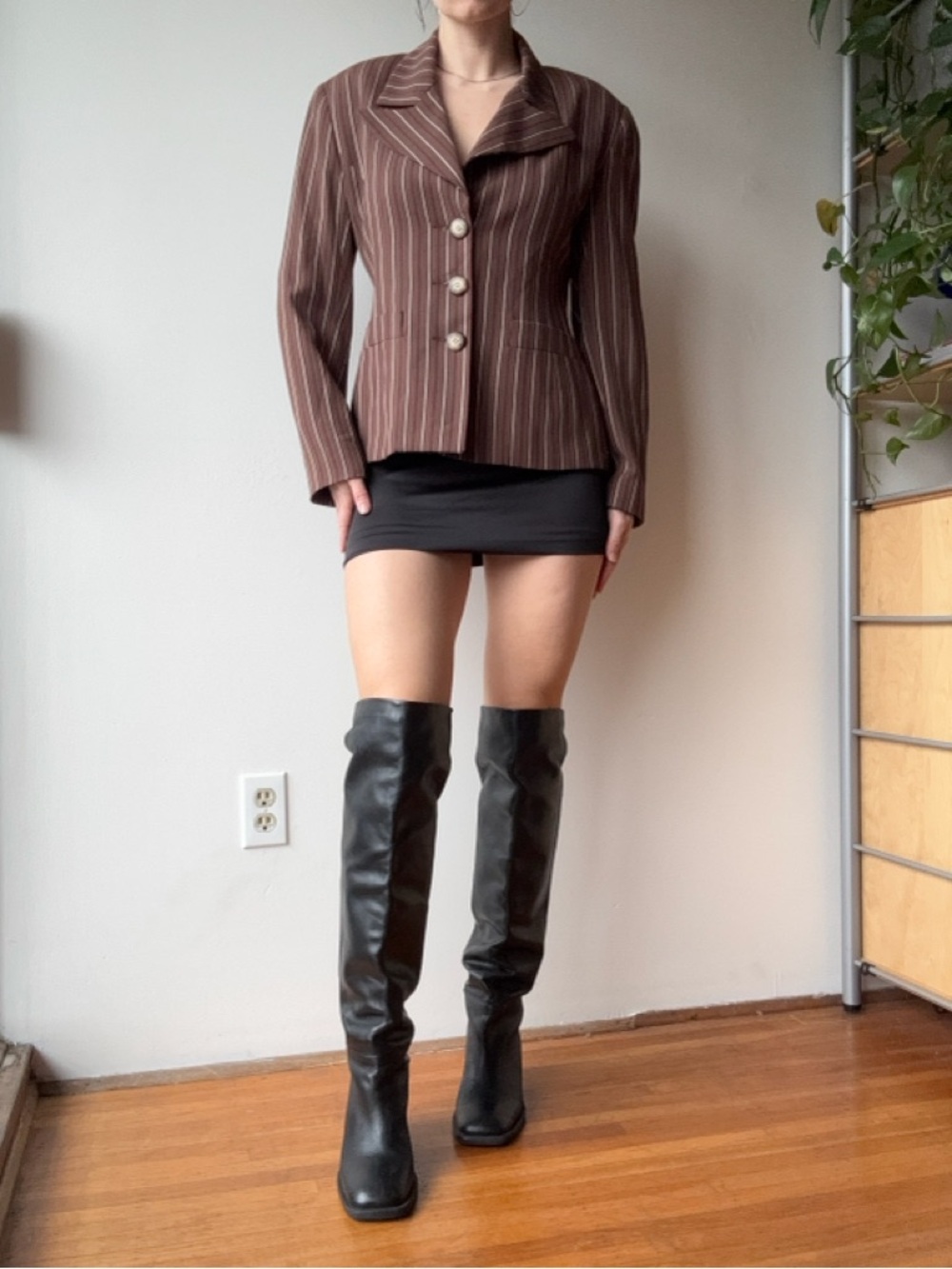 Vintage franco mirabelli brown striped blazer - size S